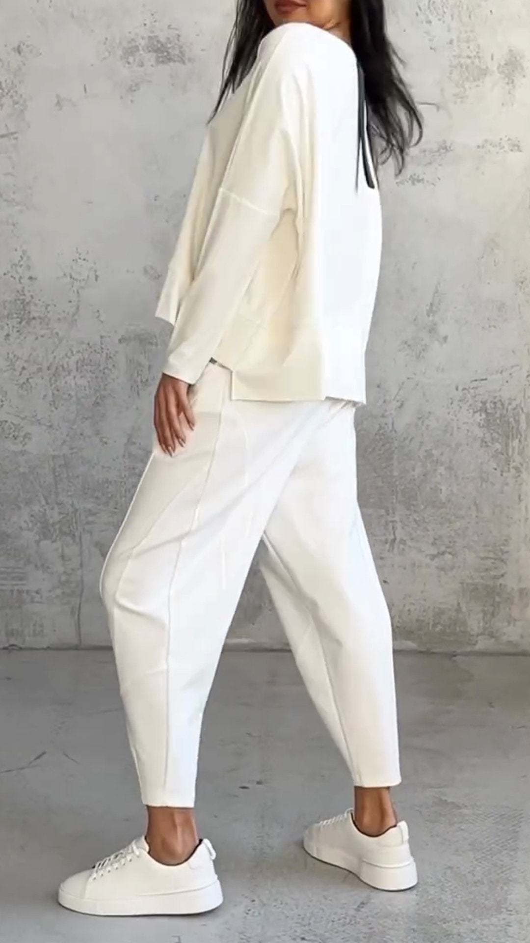 Women's Irregular Design Long-sleeved Sweater Harem Pants Suit